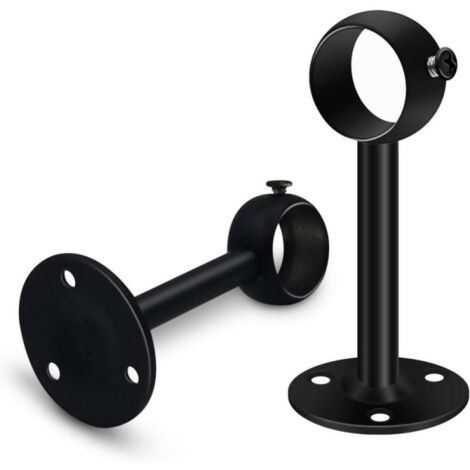 Jeu de 2 supports de tringle à rideau noirs robustes pour tringle de plafond, supports de tringle à rideau en acier inoxydable de 25 mm, supports de tringle à rideau pour penderie, penderie