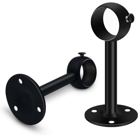 Jeu de 2 supports de tringle à rideau noirs robustes pour tringle de plafond, supports de tringle à rideau en acier inoxydable de 25 mm, supports de tringle à rideau pour penderie, penderie