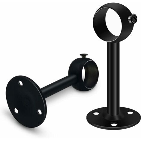 Jeu de 2 supports de tringle à rideau noirs robustes pour tringle de plafond, supports de tringle à rideau en acier inoxydable de 25 mm, supports de tringle à rideau pour penderie, penderie