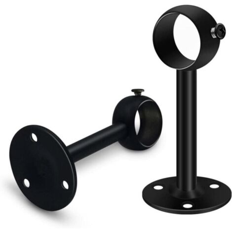 Jeu de 2 supports de tringle à rideau noirs robustes pour tringle de plafond, supports de tringle à rideau en acier inoxydable de 25 mm, supports de tringle à rideau pour penderie, penderie