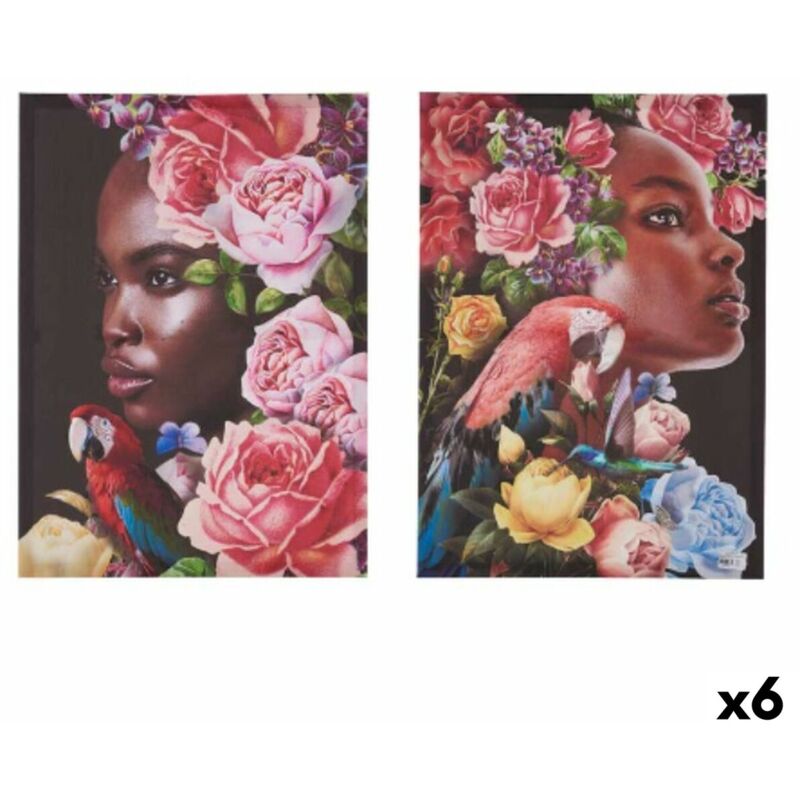 Set of 2 canvas paintings woman tropical 70 x 50 x 1.5 cm (6 pieces)