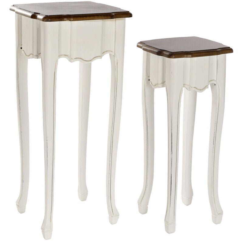 Table Auxiliaire Set 2 Paulownia 35X35X80 Blanc