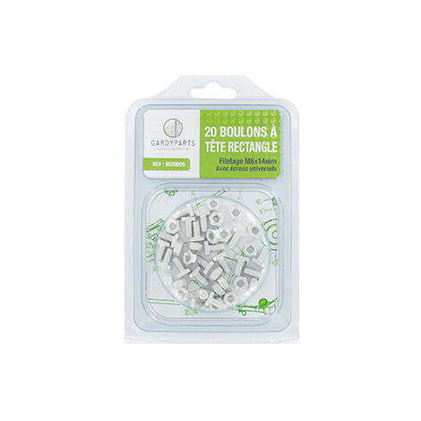 Jeu De 20 Boulons à Tête Rectangle Et Filetage M6x14mm Avec écrous Universels. S'insère Dans Les Montants Verticaux Des Serres E