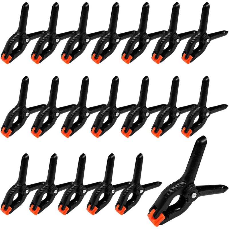 Bluedeer - Jeu de 20 Pince à Ressort, 2 Pouce 70mm Pince Plastique, Pinces de serrage à une main, Pinces à Ressort avec Griffe Active, Pince