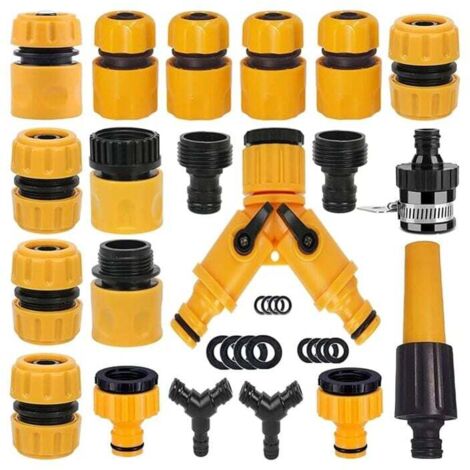 Jeu de 20 raccords pour tuyaux d'arrosage, adaptateurs pour tuyaux d'arrosage, séparateurs pour tuyaux en Y, raccords universels pour tuyaux d'arrosage, etc.
