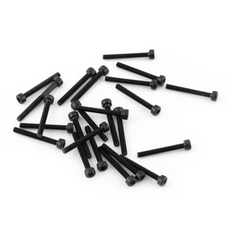 Jeu de 24 vis à tête hexagonale creuse M3 noires (M325mm, entièrement filetées)