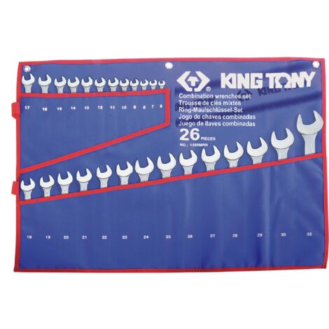 Jeu de 26 clés plates mixtes – Tailles de 6 à 30mm – Étui de rangement inclus – Pour usage professionnel intensif – King Tony