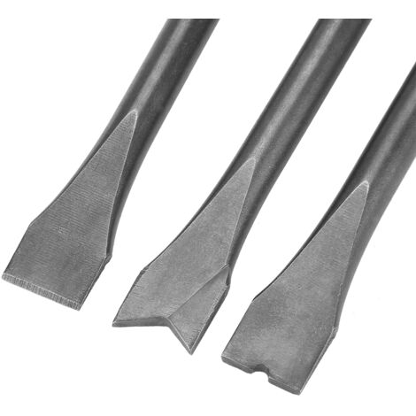 Jeu de 3 burins extra-longs pour marteau-piqueur, tiges rondes pour travaux de démolition et sculpture