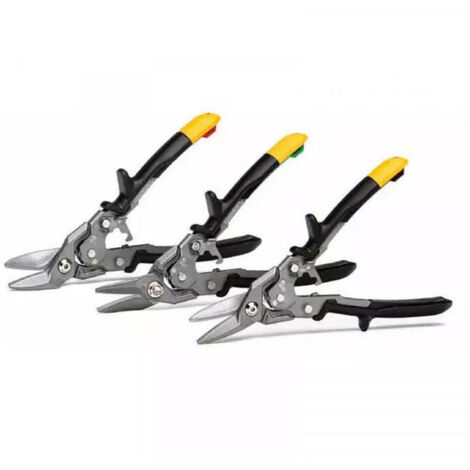 Jeu de 3 cisailles aviation – Lames forgées avec tranchant trempé – Capacité de coupe acier inoxydable jusqu'au calibre 22 – Ergonomiques – Toughbuilt - TB-H4S3-60-BEA