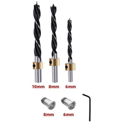 Jeu de 3 forets (6 mm, 8 mm, 10 mm) pour l'installation de portes d'armoires