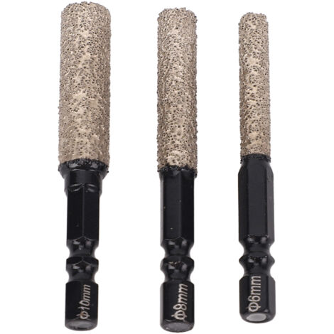 Jeu de 3 forets diamantés 2 en 1 à tige hexagonale multifonctionnelle, mèche en verre de 6mm 8mm 10mm pour la rénovation de la maison