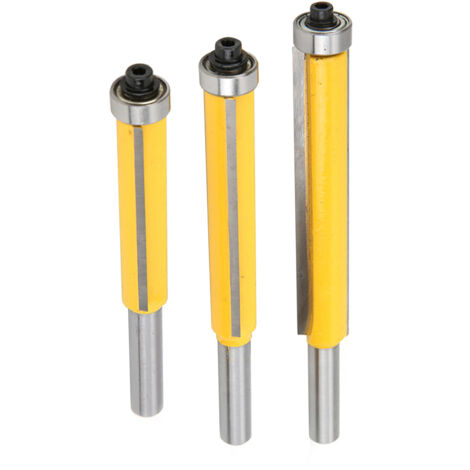 Jeu de 3 fraises pour défonceuse, queue de 8mm avec roulements