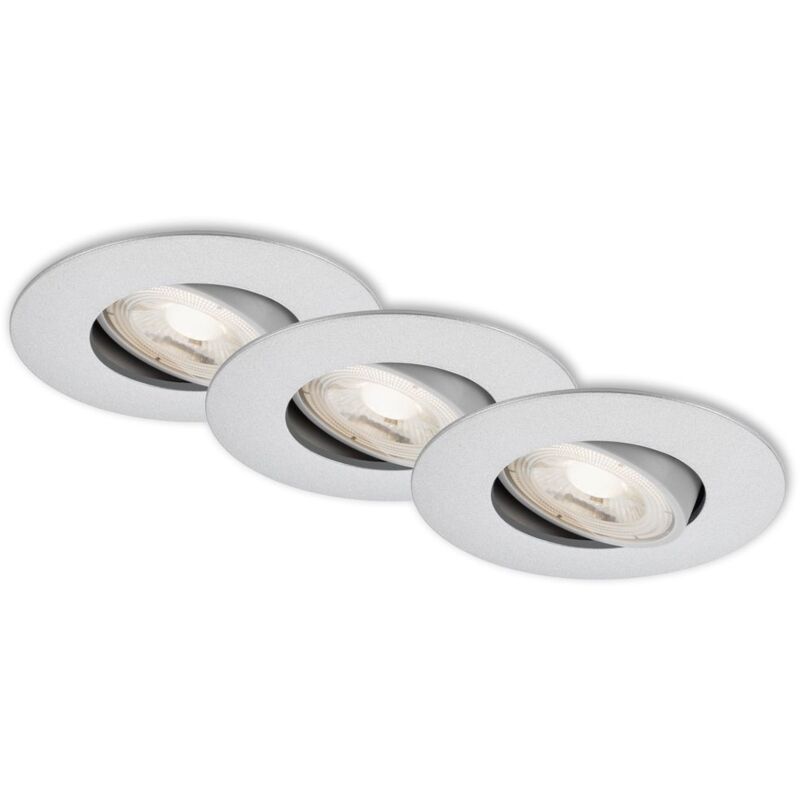 Lampe led encastrée Brilo ner leuchten kulana, 5 w, 460 lm, IP23, chrome mat, plastique, intensité lumineuse variable, ø 9 cm
