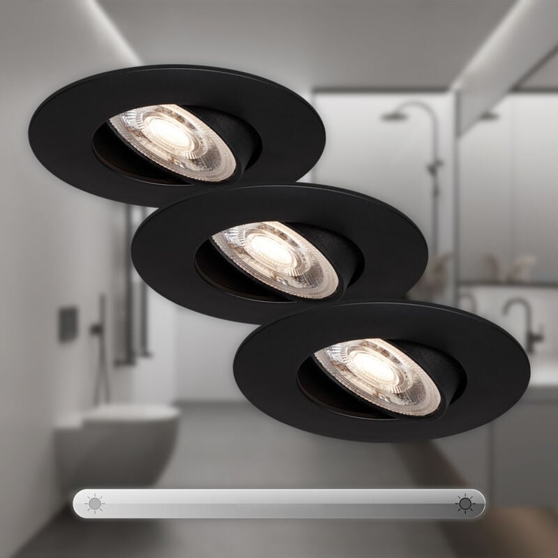 Lampe led encastrée Briloner leuchten kulana, 5 w, 460 lm, IP23, noir mat, plastique, intensité lumineuse variable, ø 9 cm