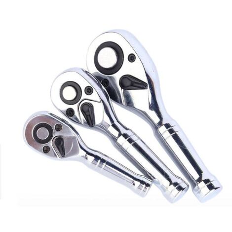 Jeu de 3 mini-clés à cliquet réversibles 1/4'-3/8'-1/2', clé à cliquet 72 dents, outils de réparation automobile