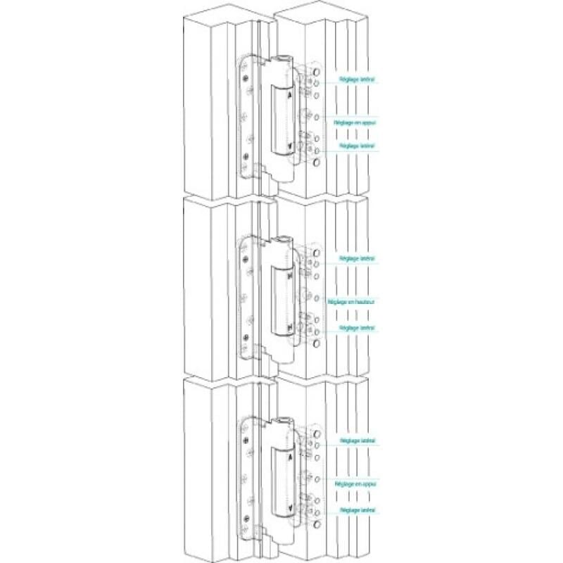 Jeu de 3 paumelles réglables menuiserie bois BAKA Protect 4010 3D MSTS - SIMONSWERK