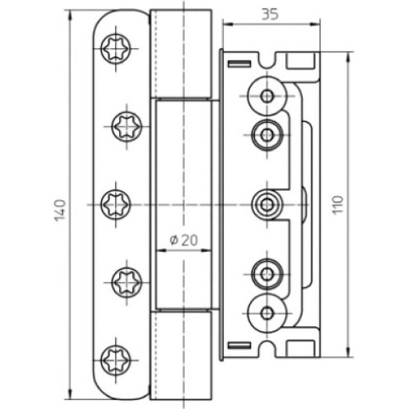 Jeu de 3 paumelles réglables menuiserie bois baka Protect 4020 3D msts Simonswerk