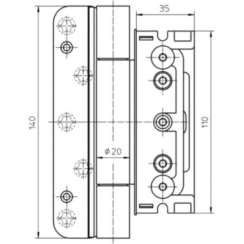Jeu de 3 paumelles réglables menuiserie bois baka Protect 4030 3D fd msts finition zingué Simonswerk