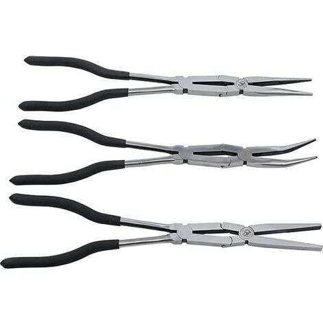 Jeu de 3 pinces extra longues a double articulation
