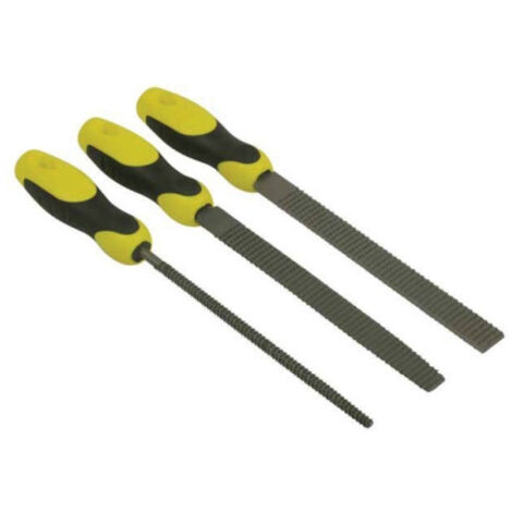 Stanley – Râpe grosse piqure 200mm pour bois dur – Jeu de 3 râpes en acier carbone – Poignées ergonomiques – 22477