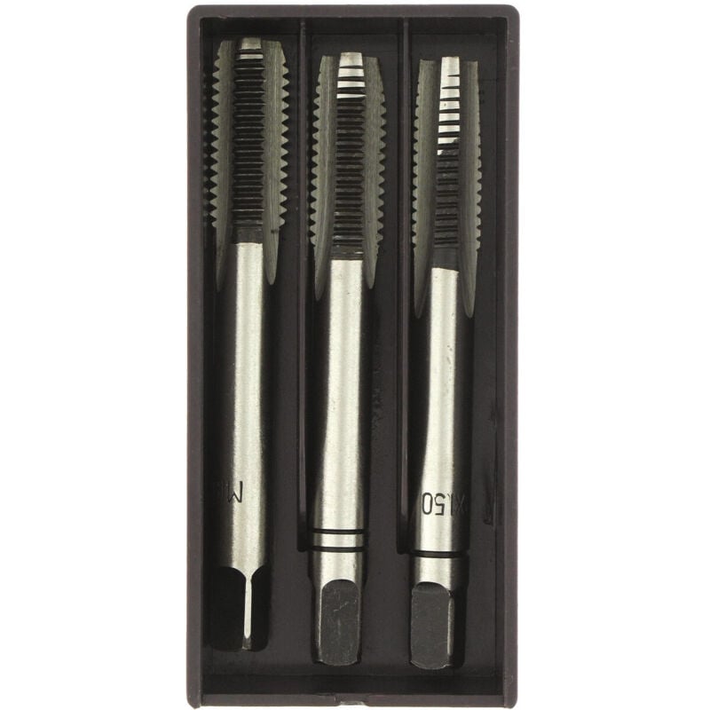 Jeu de 3 tarauds main acier au chrome m Tivoly mm: 10 - Long. totale mm: 80 - Long. taillée mm: 24