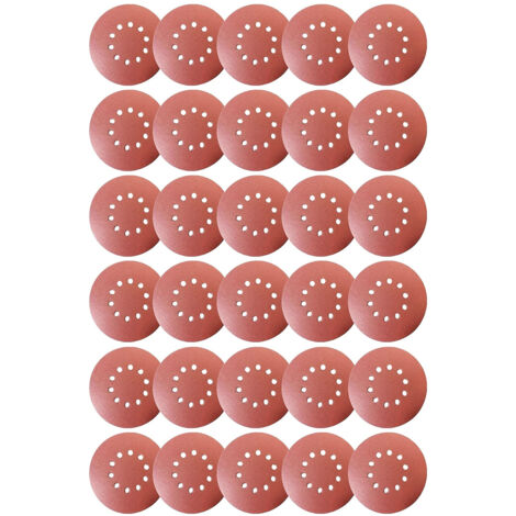 Jeu de 30 disques abrasifs floqués de 225 mm de diamètre (9 pouces, 10 trous) pour ponceuse murale. Grain : P60/80/120/150/240/320 (5 disques disponibles).