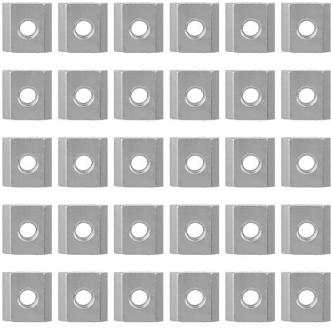 Jeu de 30 Écrous à Glissement T pour Profils Aluminium 30 - Blocs de Fixation Filetés M6 en Acier Carbone Argenté