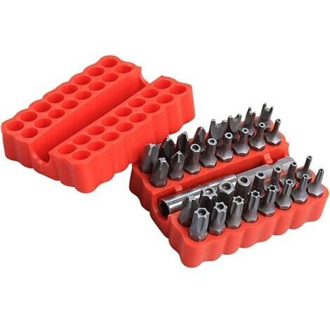 Jeu de 33 embouts de tournevis de sécurité 25 mm, tournevis électrique : porte-embouts magnétique, tournevis cruciforme, hexagonal et Torx