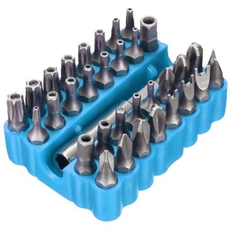 Jeu de 33 embouts Torx hexagonaux inviolables CRV6150 avec support magnétique, compatibles avec tous les outils à main : perceuses, tournevis, clés à douille et autres outils.-AquaForge