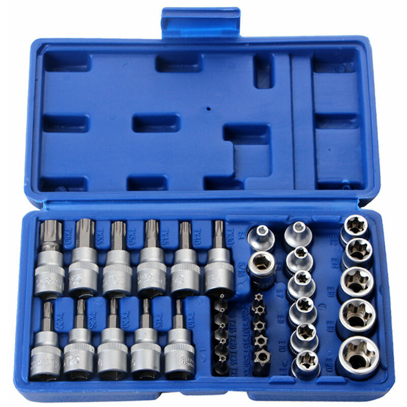 Jeu de 34 douilles à embout en forme d'étoile prune, clé à cliquet, vis à six pans creux