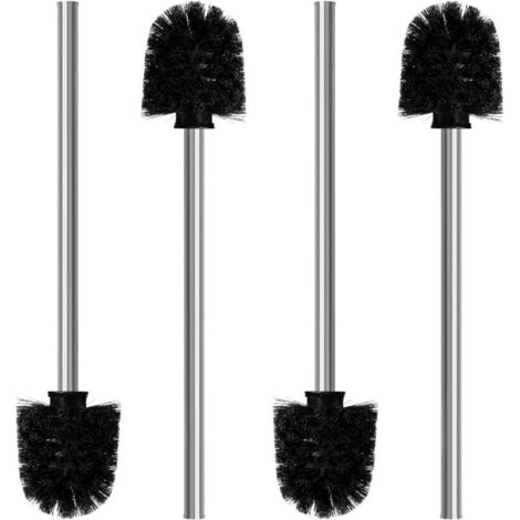 Jeu de 4 Brosses à Toilettes - Brosse à chiotes de 8 cm de diamètre - Balai de Nettoyage pour WC avec Manche en Acier Inoxydable - Balayette WC au Design élégant et Classe