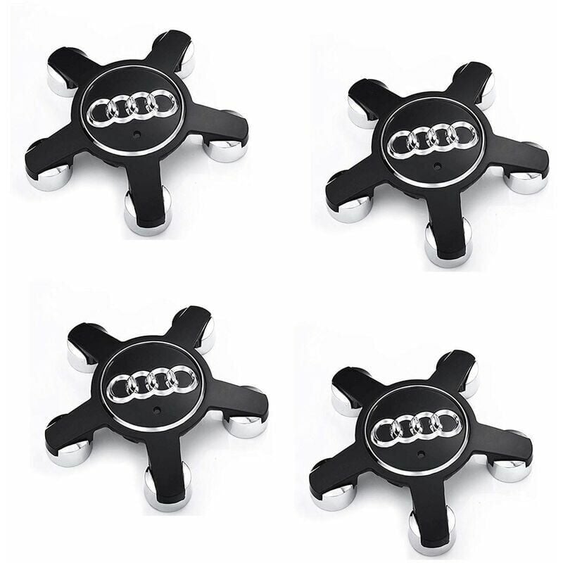 Fei Yu - Jeu De 4 Caches-Moyeux 4f0601165 n Roue Emblème, Pour Enjoliveurs De 135 Mm Pour Audi (Noir)