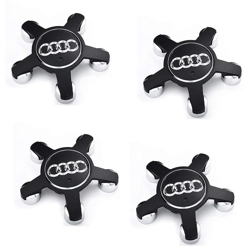Fei Yu - Jeu De 4 Caches-Moyeux 4f0601165 n Roue Emblème, Pour Enjoliveurs De 135 Mm Pour Audi (Noir)