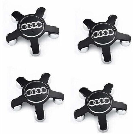 Jeu De 4 Caches-Moyeux 4f0601165 N Roue Emblème, Pour Enjoliveurs De 135 Mm Pour Audi (Noir)