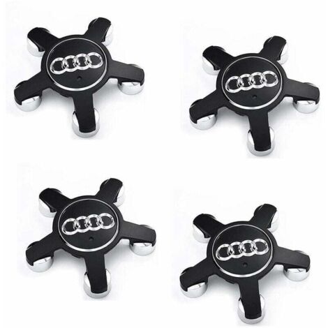 Jeu De 4 Caches-Moyeux 4f0601165 N Roue Emblème, Pour Enjoliveurs De 135 Mm Pour Audi (Noir)