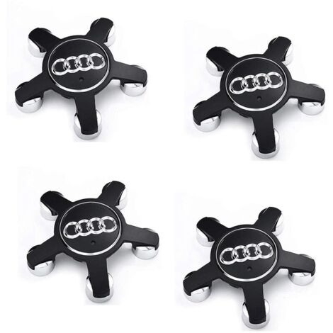 Jeu De 4 Caches-Moyeux 4f0601165 N Roue Emblème, Pour Enjoliveurs De 135 Mm Pour Audi (Noir)
