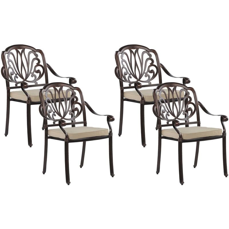 Lot de 4 chaises de jardin en aluminium marron foncé ANCONA