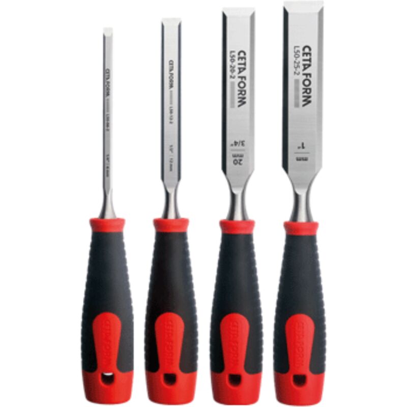 Jeu de 4 ciseaux à bois 6, 12, 20, 25mm