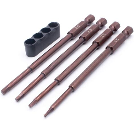 Jeu de 4 embouts hexagonaux métriques LCX Racing 1/4", tournevis électrique, perceuse pour modèles réduits de camions RC (1,5 2,0 2,5 3,0 mm)-AquaForge
