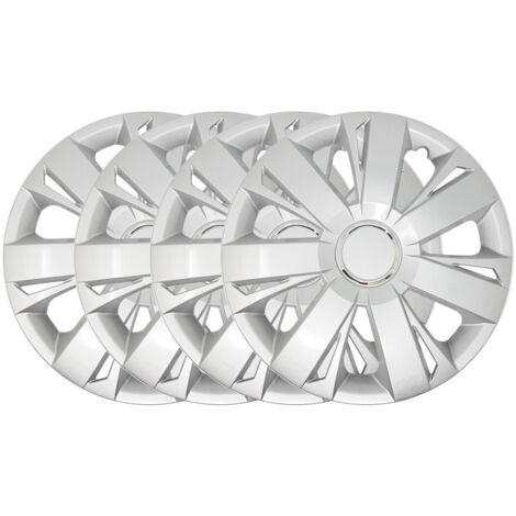 Jeu De 4 Enjoliveurs De Roues Universel Voiture 15" Argent