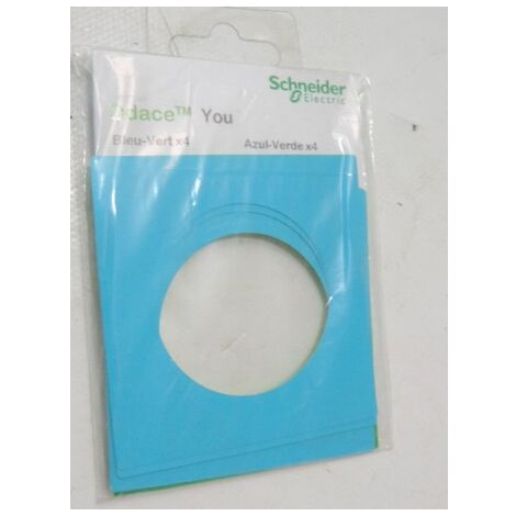 Jeu de 4 feuillets recto-verso de couleur bleu-vert pour plaque de finition transparente ODACE YOU SCHNEIDER ELECTRIC S52C9421