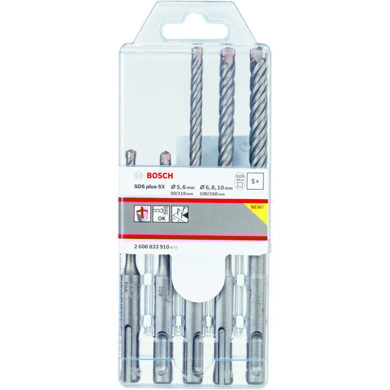 Forets sds plus-5X : Lot de 5 pièces : 5e 6e 6e 8e 10e Bosch 2608833910