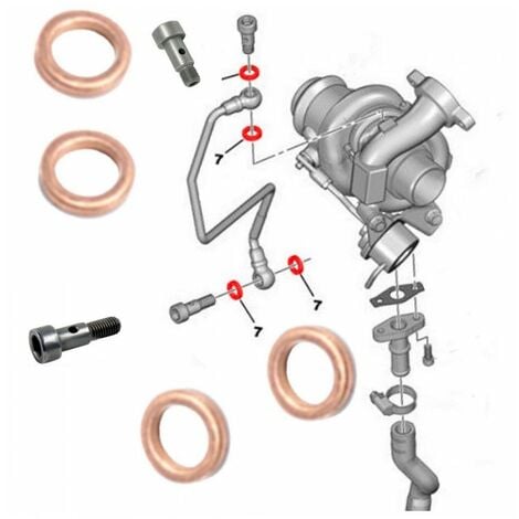 Jeu de 4 Joints et vis banjos TURBO 1.4 1.6 2.0 Hdi TDCi 3M5Q9P431AA 0157.08 0376.56 0376.55