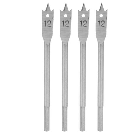 Jeu de 4 mèches plates en acier au carbone pour bois, 12mm - Outils de menuiserie et quincaillerie professionnels