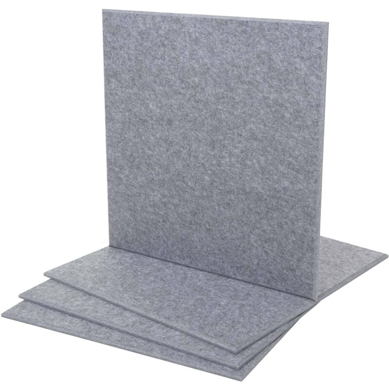 Jamais utilisé] Jeu de 4 panneaux muraux acoustiques HHG 572, panneaux muraux acoustiques, insonorisant 1qm surface 50x50cm, gris