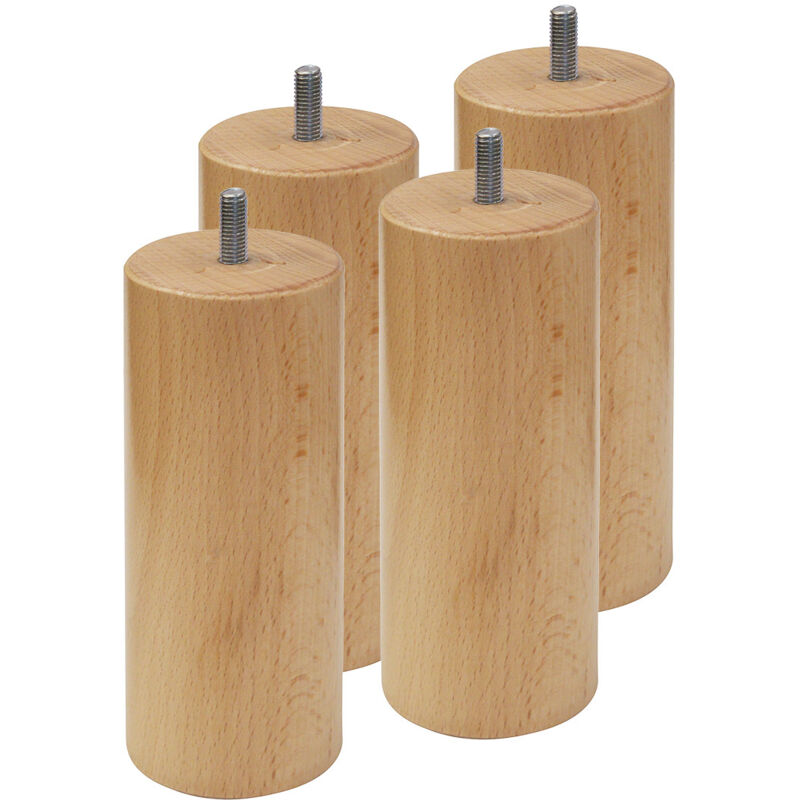 Elea - Jeu de 4 pieds 15 cm naturel pour sommier tapissier