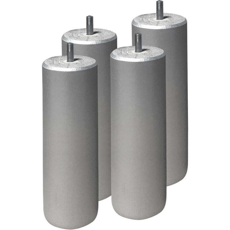 Altobuy - elea - Jeu de 4 pieds 20 cm gris argent pour sommier tapissier
