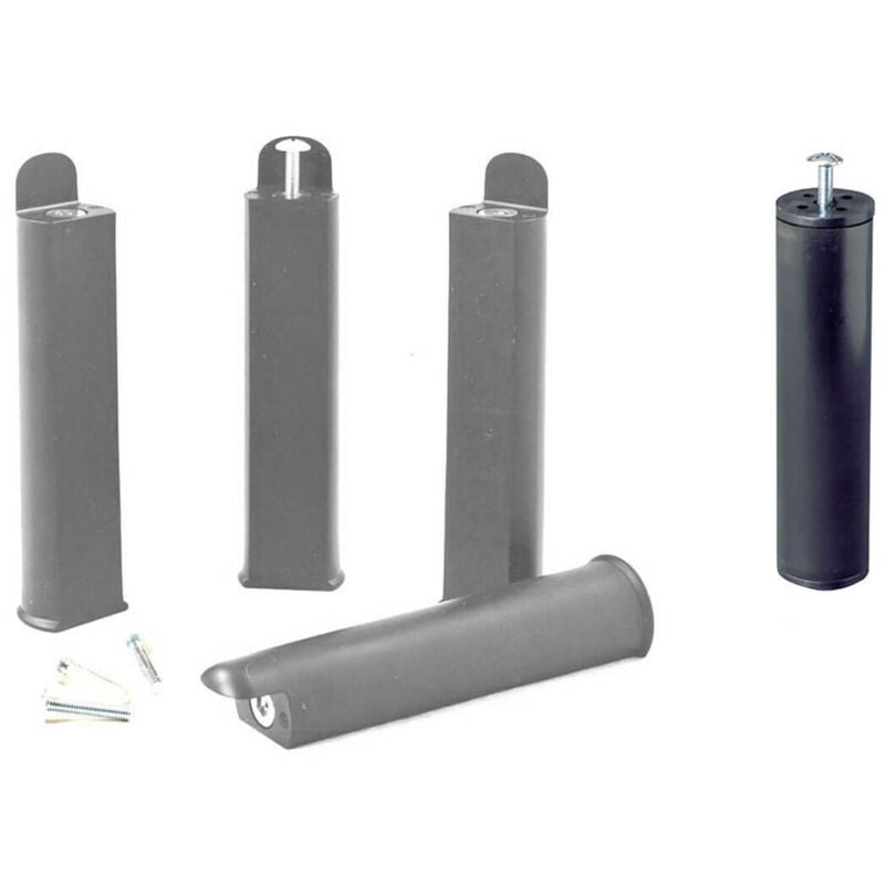 Plast - Jeu de 4 pieds 22 cm gris + pied central pour cadre à lattes