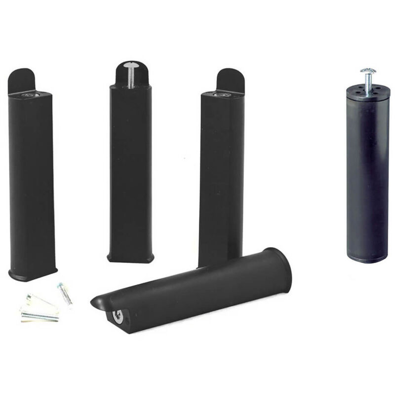 Altobuy – Jeu de 4 pieds 22 cm en polypropylène noirs – Pied central pour cadre à lattes – Vis de 8 mm pour installation facile