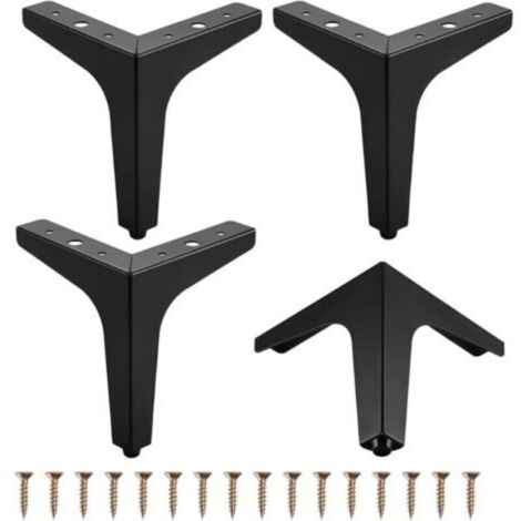 Jeu de 4 pieds triangulaires en métal pour meubles, tables, canapés et fauteuils, meubles de rangement, canapés, chaises, tables basses, avec vis (17 cm)
